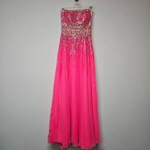 Elegant Pink Strapless Sequin Dress By Mori Lee Size 0